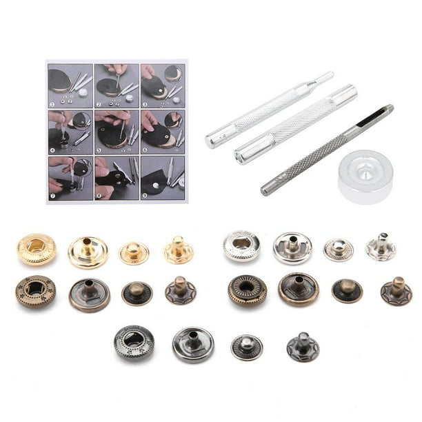 1set Metal Snap Fasteners Kit Press Studs Buttons Tool Women Men Craft Leather 1set Metal Snap Fasteners Kit Press Studs Buttons Tool Women Men Craft Leather